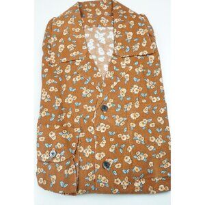 Isaia Microfiber Orange Gray Floral Long Sleeve Cotton Dress Shirt 15.5/39 NEW